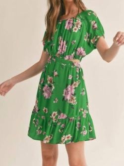 Style 1-357723401-74 SAGE THE LABEL Green Size 4 Mini Print Tall Height Cocktail Dress on Queenly