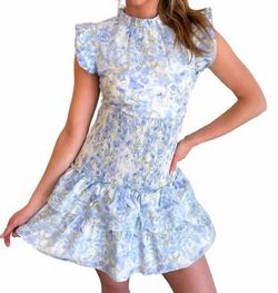 Style 1-3587979311-149 Pretty Follies Blue Size 12 Sleeves Floral Mini Cocktail Dress on Queenly