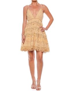 Style 1-3683001674-892 ROCOCO SAND Yellow Size 8 Mini Tall Height Cocktail Dress on Queenly