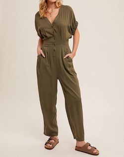 Style 1-3811189253-149 Hem & Thread Green Size 12 Sleeves Jewelled Olive Belt Jumpsuit Dress on Queenly