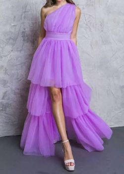 Style 1-3840894366-149 FLYING TOMATO Purple Size 12 Tulle Plus Size Side slit Dress on Queenly