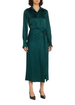 Style 1-3984888061-1498 JONATHAN SIMKHAI Green Size 4 Free Shipping Long Sleeve Tall Height Straight Dress on Queenly