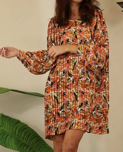 Style 1-4023576739-74 Mulla Orange Size 4 Print Sleeves Mini High Neck Cocktail Dress on Queenly