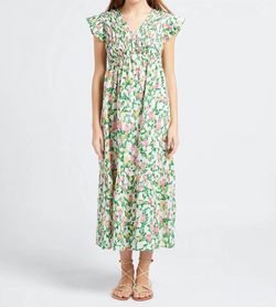 Style 1-4180506636-74 The Korner Green Size 4 V Neck Floral Straight Dress on Queenly