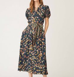 Style 1-421408764-98 Shoshanna Blue Size 10 Sleeves Print Belt Mini Cocktail Dress on Queenly