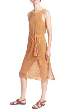 Style 1-4217353560-74 COREY LYNN CALTER Brown Size 4 Belt Cocktail Dress on Queenly