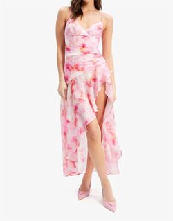 Style 1-700389484-1498 BARDOT Pink Size 4 Mini Ruffles Side slit Dress on Queenly