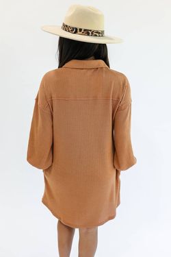 Style 1-874325446-149 VERY J Brown Size 12 Long Sleeve Sleeves Pockets Cocktail Dress on Queenly