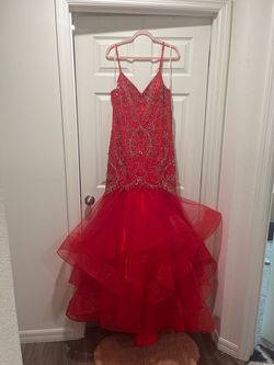 Style V820034 Vienna Red Size 16 Pageant Prom Ball gown on Queenly