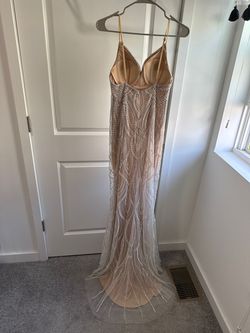 Lulus Nude Size 4 Sequined Jersey Sorority Mermaid Dress on Queenly