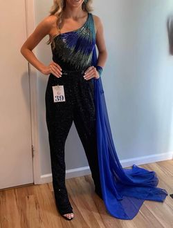 Ashley Lauren Multicolor Size 4 One Shoulder Floor Length Jumpsuit Dress on Queenly