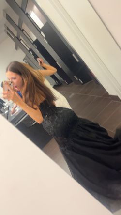 Cinderella Divine Black Size 4 Strapless Prom Jersey Mermaid Dress on Queenly