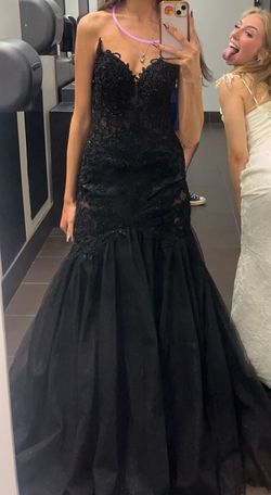 Cinderella Divine Black Size 4 Jersey Prom Medium Height Mermaid Dress on Queenly