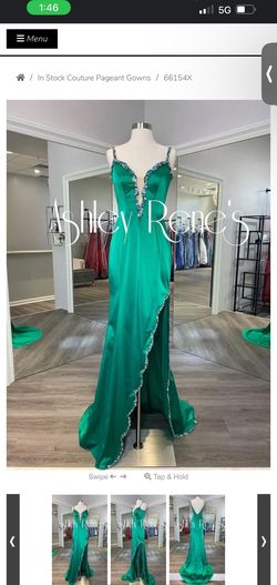 Style 66154 Sherri Hill Green Size 6 Jersey 66154 Plunge Mermaid Dress on Queenly