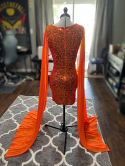Fashion Nova Orange Size 0 Plunge Jersey Cocktail Dress on Queenly