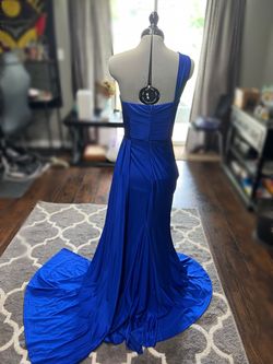 Fashion Nova Blue Size 0 One Shoulder Jersey Short Height Side slit Dress on Queenly