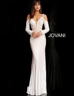 Jovani White Size 6 Tall Height Straight Dress on Queenly
