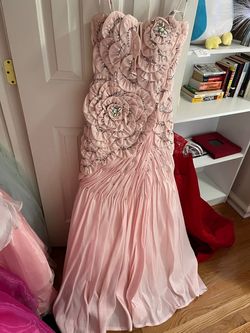 Tony Bowls Pink Size 0 Strapless Military Prom Mermaid Dress on Queenly
