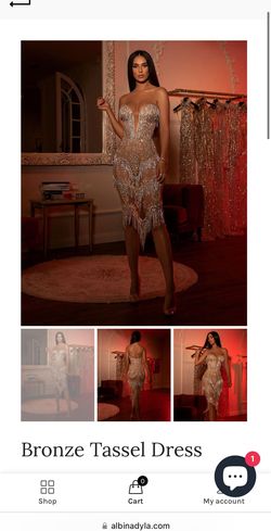 Style AD2224 Albina Dyla Gold Size 4 Jersey Short Height Straight Dress on Queenly
