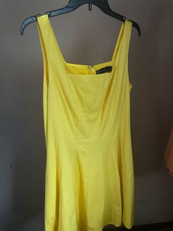 New york & Company Yellow Size 12 Jersey Midi Sunday Cocktail Dress on Queenly