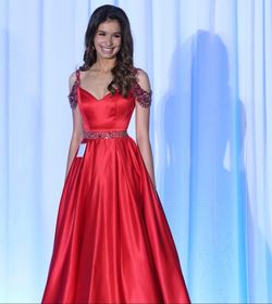 Sherri Hill Red Size 00 Prom Floor Length Jersey Ball gown on Queenly