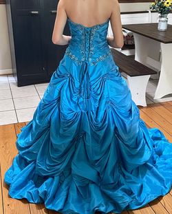 MoriLee Blue Size 6 Floor Length Free Shipping Ball gown on Queenly