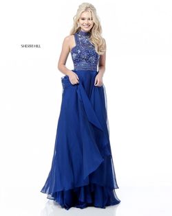 Style 51722 Sherri Hill Blue Size 16 51722 Floor Length A-line Dress on Queenly