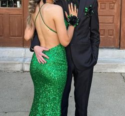 Ashley Lauren Green Size 0 Prom Floor Length Tall Height Mermaid Dress on Queenly