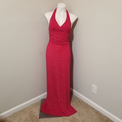 Style Vintage Be Smart Hot Pink Size 14 Mini Floor Length Halter Side slit Dress on Queenly