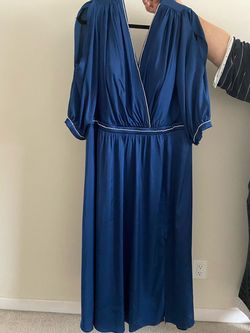Ladvine Blue Size 24 Floor Length Jersey Side slit Dress on Queenly