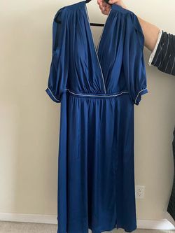 Ladvine Blue Size 24 Floor Length Jersey Side slit Dress on Queenly