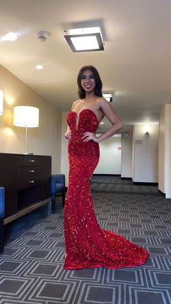 Fashion Nova Red Size 8 Side Slit Sheer Mermaid Dress on Queenly