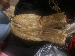 Gold Size 6 Side slit Dress on Queenly