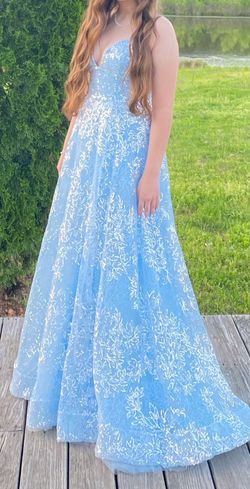 Sherri Hill Blue Size 10 Prom 50 Off Plunge Ball gown on Queenly