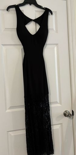Jovani Black Size 4 Lace Midi Nightclub Prom Cocktail Dress on Queenly