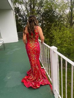Jovani Red Size 12 Pageant Prom Ball gown on Queenly