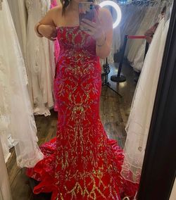 Jovani Red Size 12 Pageant Prom Ball gown on Queenly