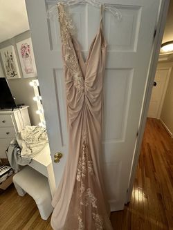 Jovani Pink Size 6 Plunge Prom A-line Dress on Queenly