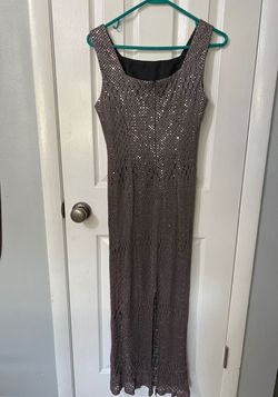 Style 032827 Molly Malloy Silver Size 6 Floor Length Tall Height Straight Dress on Queenly