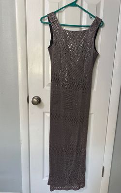 Style 032827 Molly Malloy Silver Size 6 Shiny Straight Dress on Queenly