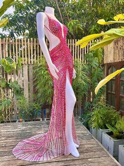 Thai Designer Red Size 0 Plunge Custom A-line Dress on Queenly