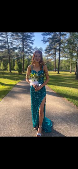 Sherri Hill Green Size 0 Prom Plunge A-line Dress on Queenly
