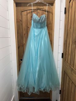Cecily Brown Blue Size 4 Prom Ball gown on Queenly
