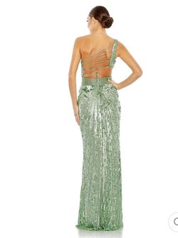 Style 5687 Mac Duggal Green Size 10 Floor Length One Shoulder Mermaid Dress on Queenly