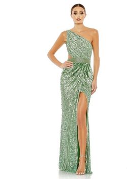 Style 5687 Mac Duggal Green Size 10 Jersey Military Tall Height Mermaid Dress on Queenly