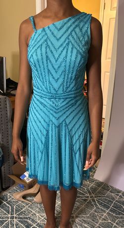 Ashley Lauren Blue Size 2 One Shoulder Pageant Midi Cocktail Dress on Queenly