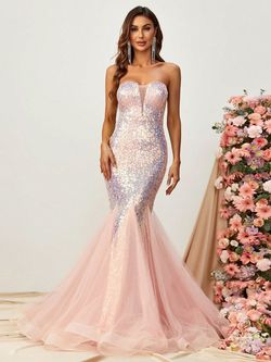 Faeriesty Pink Size 12 Sheer Mermaid Dress on Queenly