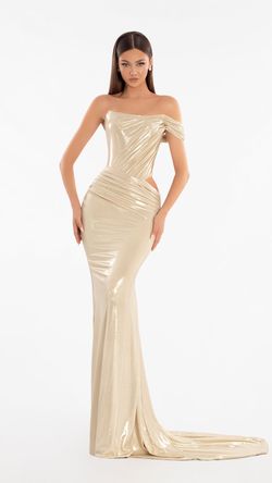 Style AD6101 Albina Dyla Gold Size 0 Floor Length Ad6101 Jersey Straight Dress on Queenly