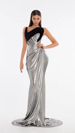 Style AD6110 Albina Dyla Black Tie Size 0 Shiny Ad6110 Jersey Straight Dress on Queenly