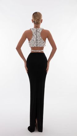 Style AD5614 Albina Dyla Black Size 4 Ad5614 Jewelled Side slit Dress on Queenly